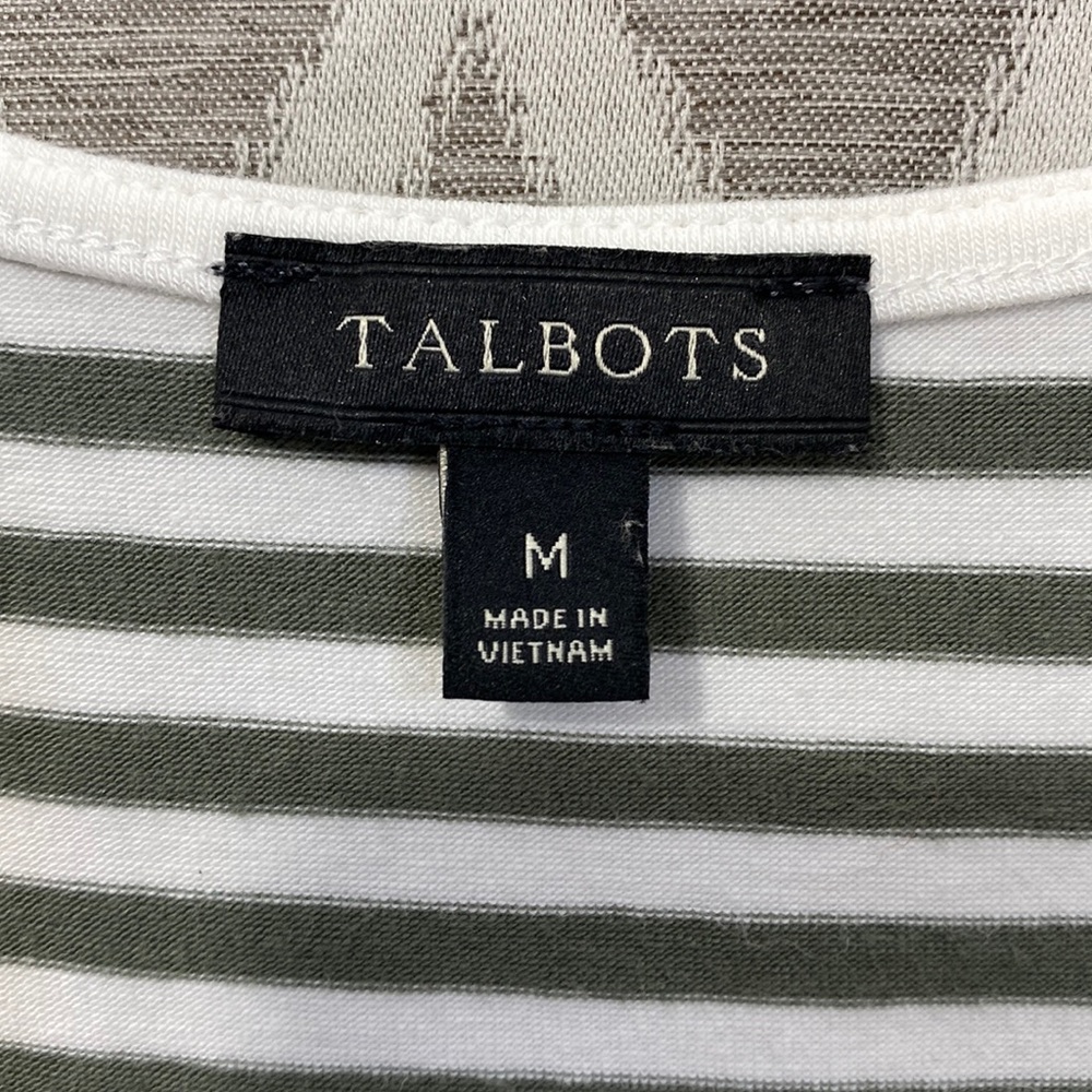 Talbots Sleeveless Striped Tank Top Shirt Green & White Size: Medium - Picture 3 of 3